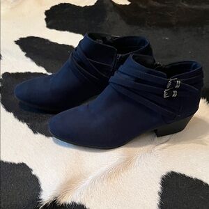 Style & Co. Navy Ankle Booties with Buckle Detail